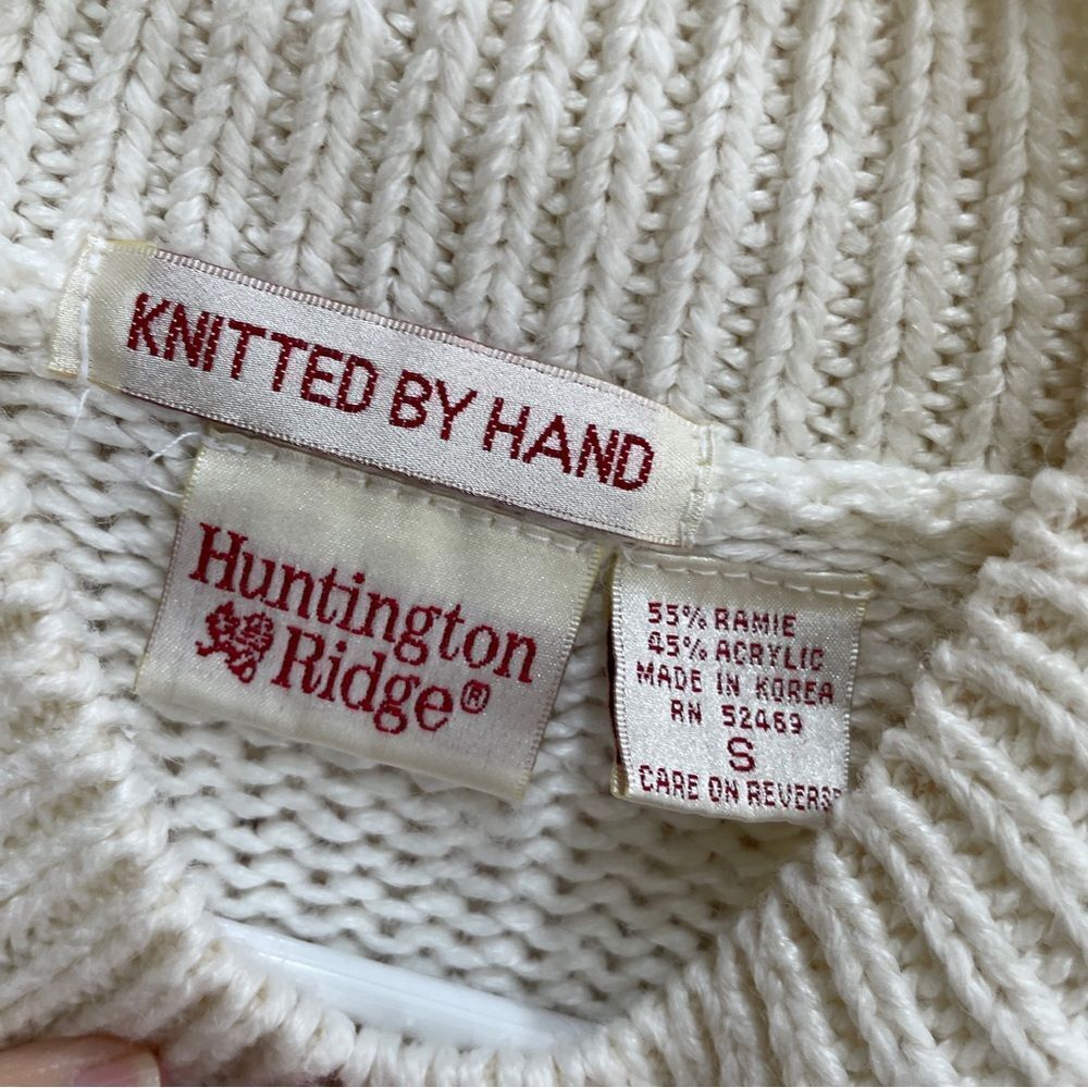 VINTAGE HUNTINGTON RIDGE HAND KNIT PATCHWORK SWEATER - Picture 4 of 5